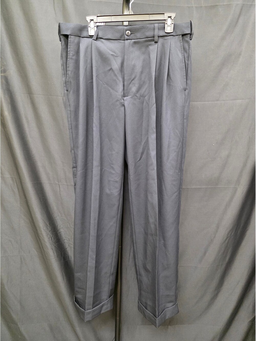 PGA TOUR FLAT‑FRONT PLAID GOLF PANTS CAVIAR 36WX32L